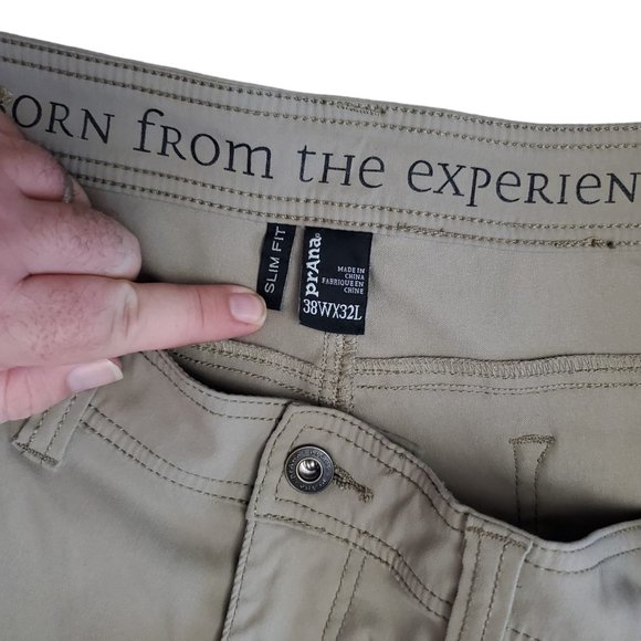 prAna Slim Fit 38x32 (Meas 38x27 11.5") Beige Outdoor Hiking *Hemmed* Pants A17 - Picture 6 of 9